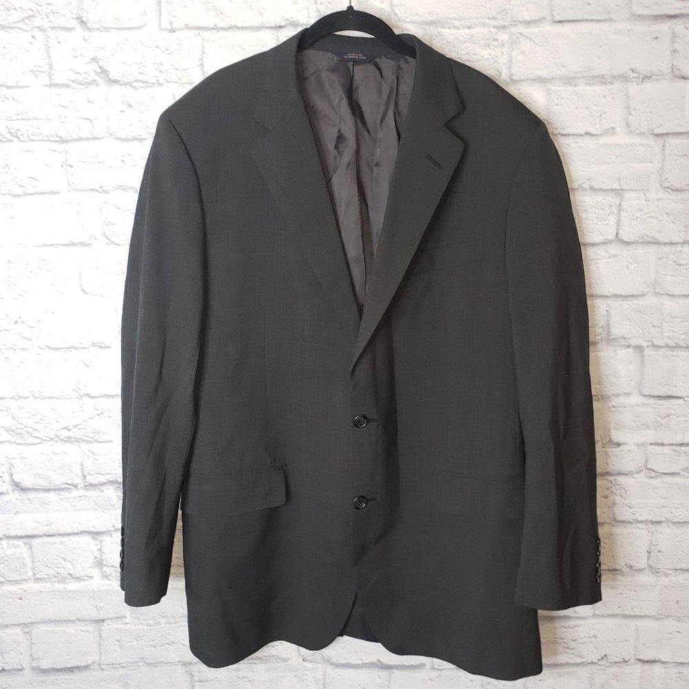 Brooks Brothers Brooksease Wool Sport Suit Coat Gray 2 Button Notch Lapel 42L